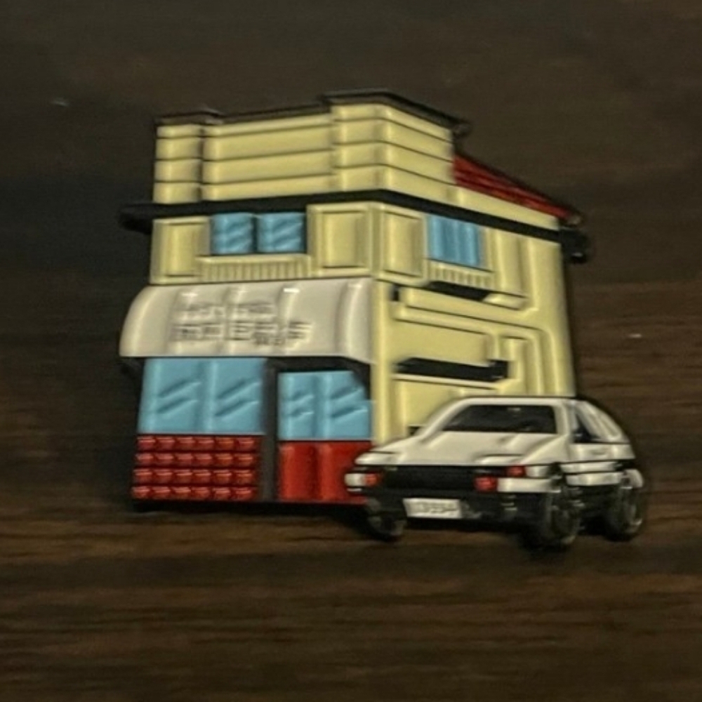 Retro Building and Car Enamel Pin